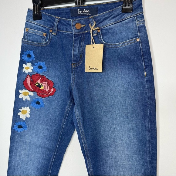 Boden the cavendish girlfriend jeans size 2 Petite embroidered New - Picture 7 of 9